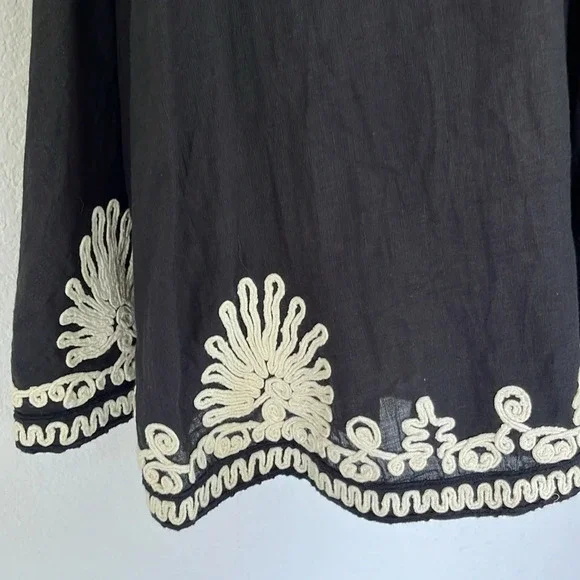 French Connection Black Ivory Linen Blend Embroidered Sweetheart Halter Dress 6 - Picture 6 of 9